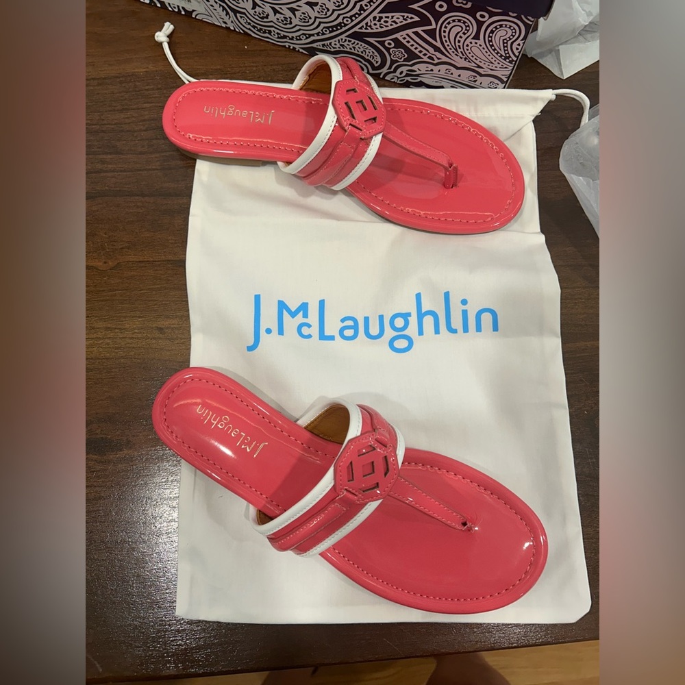 NWT J. McLaughlin Women's Vibrant Pink Sandals nixi flat size 8 - Picture 4 of 6